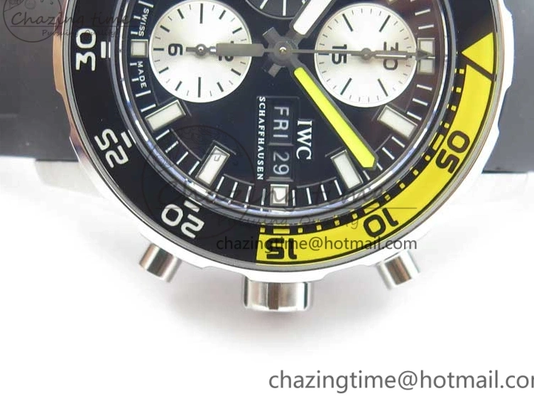 MIROTIME 0117 Aquatimer Chrono IW376702 SS BLS 1:1 Best Edition Black Dial on Black Rubber Strap A WellDesigned 7105